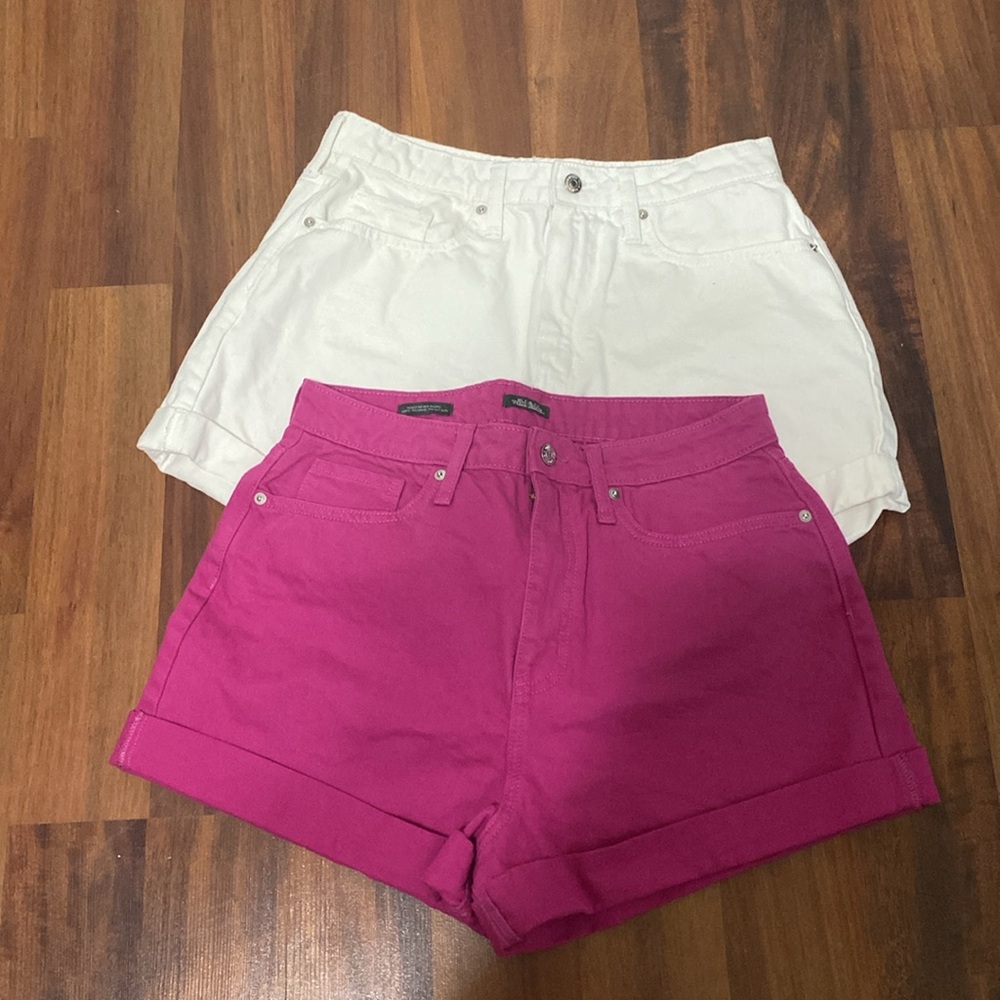 2 pair Wild Fable Pretty Pink and White Jean High-Waisted Denim Shorts